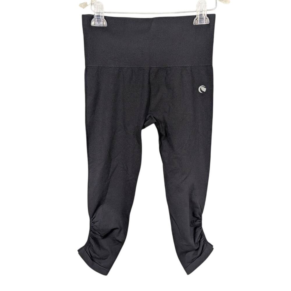 climaWear Leggings Womens L/XL Black Cropped Seamless Ruched Hem Comfort Athlete
